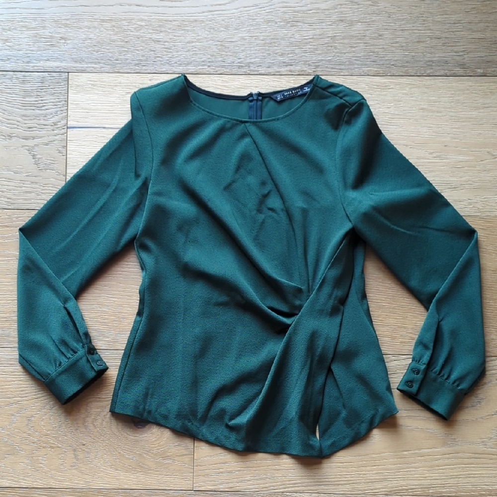 Zara | Gorgeous Green Blouse In Long Sleeve